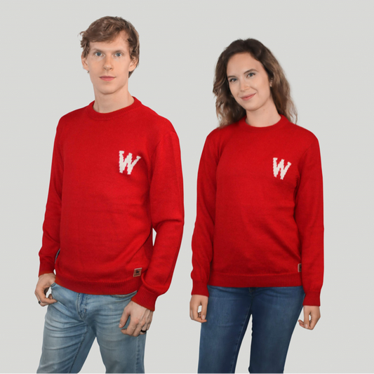 Wisconsin Alpaca Crew Neck Sweater - Red W