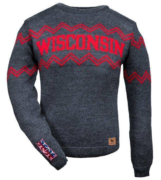 Wisconsin Crew Neck Alpaca Sweater - Dark Gray