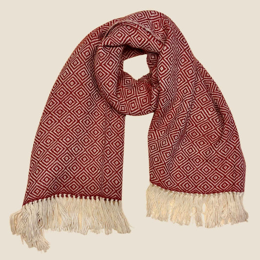 Woven Alpaca Scarf - Diamond Pattern