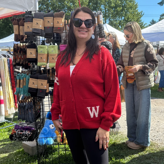 Wisconsin W Button Up Cardigan NEW
