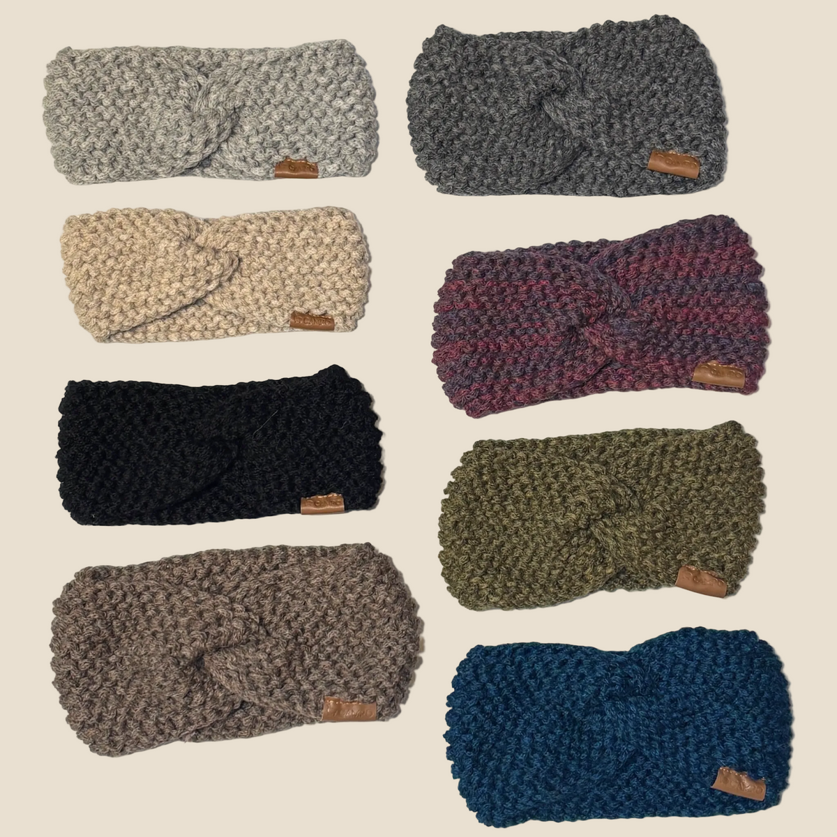 Alpaca Hand Knit Twisted Headbands Solid