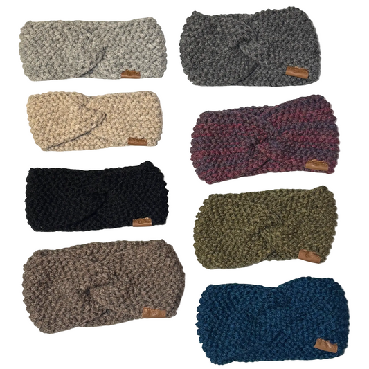 Alpaca Hand Knit Twisted Headbands Solid