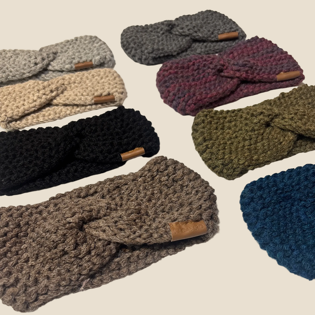 Alpaca Hand Knit Twisted Headbands Solid