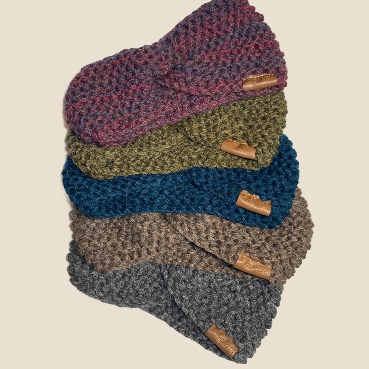 Alpaca Hand Knit Twisted Headbands Solid