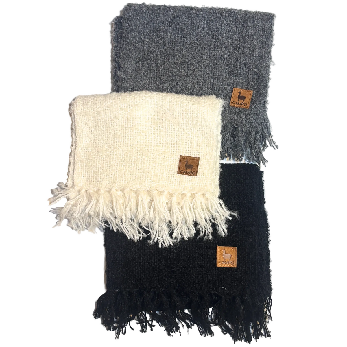 Handwoven Boucle Scarf - Solid Color