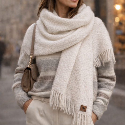 Baby Alpaca Hand Woven Boucle Blanket Scarf