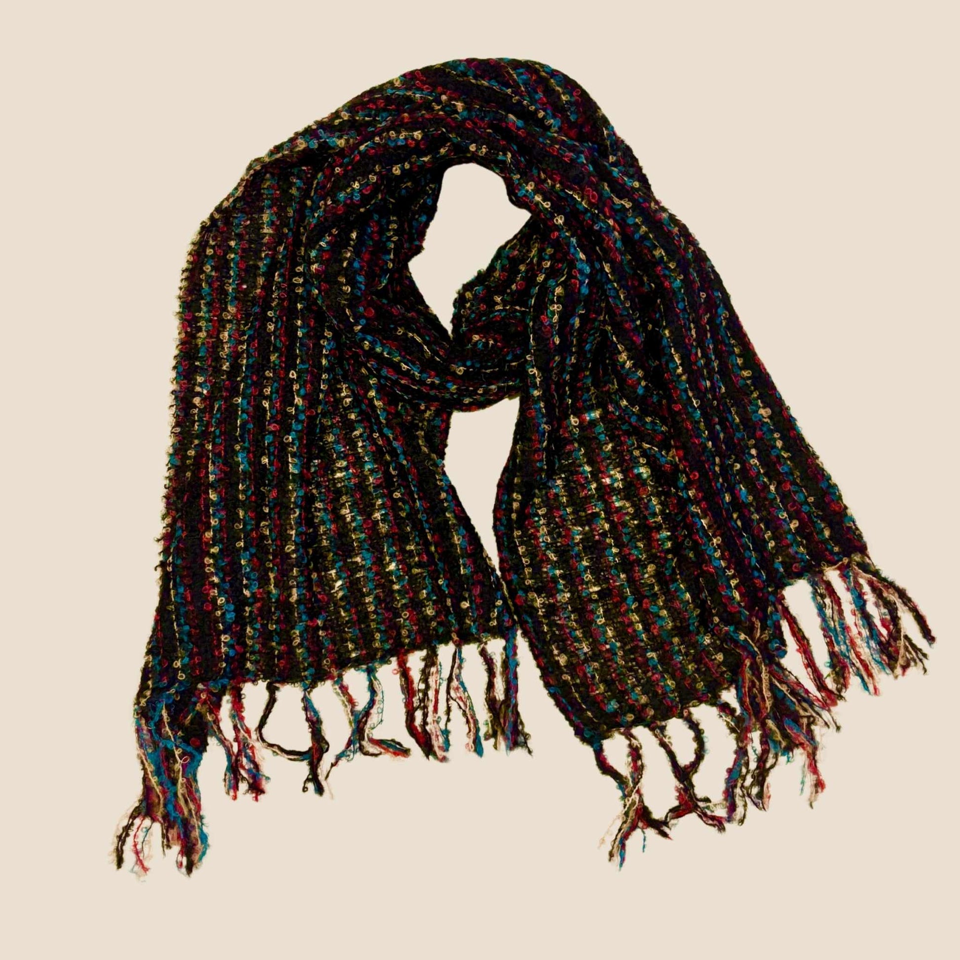 Black Boucle Handwoven Alpaca Scarf