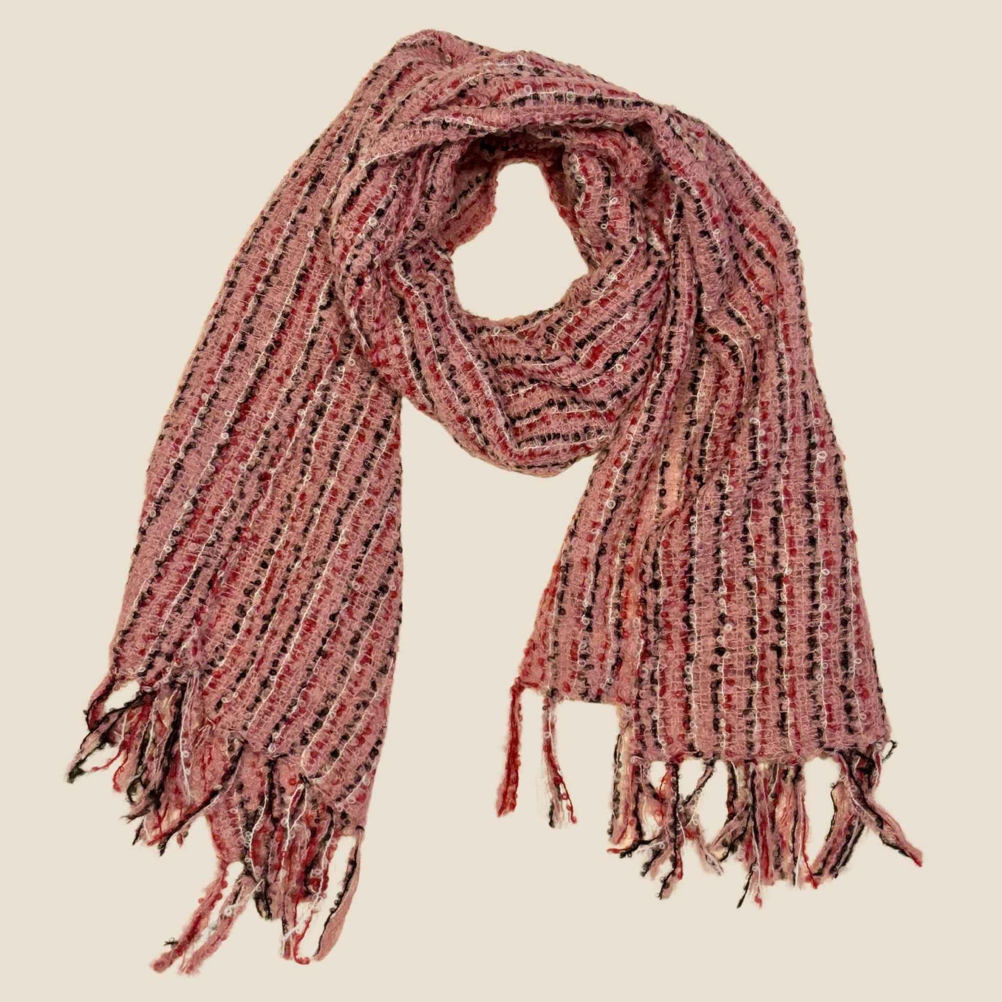 Pink Boucle Handwoven Alpaca Scarf