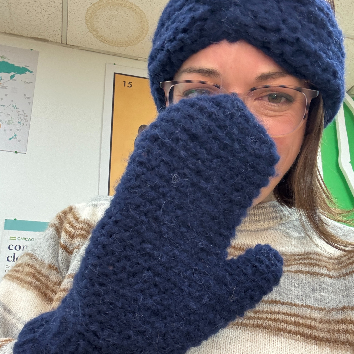 Wool sock with geometric pattern on a beige background