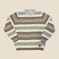 Striped Baby Alpaca Crew Neck Sweater laid flat showing full design and color pattern
