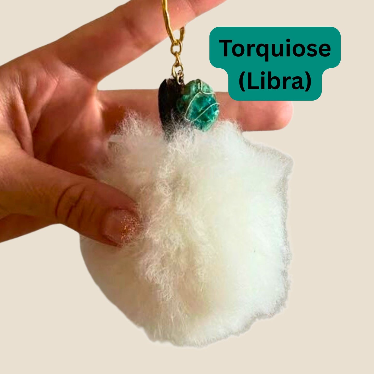 Alpaca Pom Crystal Keychain