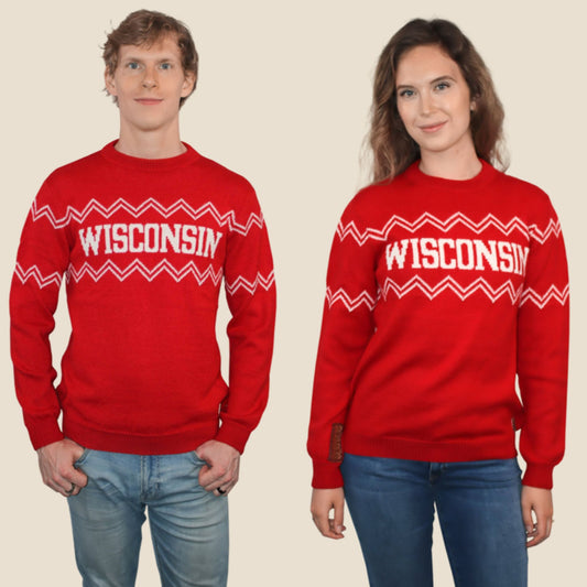 Wisconsin Alpaca Crew Neck Sweater - Red