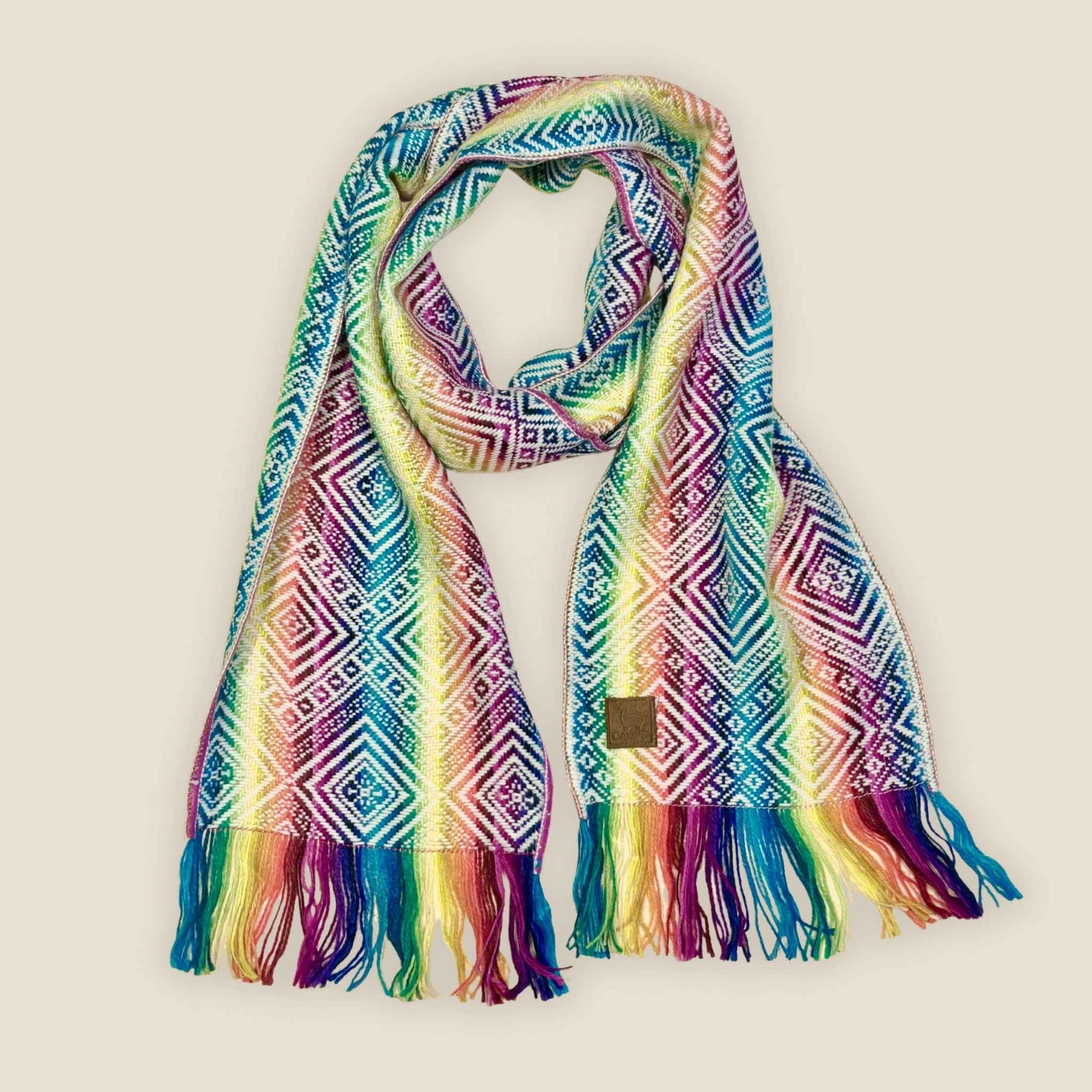 Percy Scarf - Handwoven Alpaca Scarf Rainbow