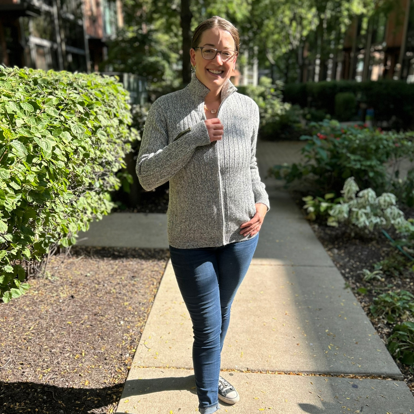 Ribbed Full Zip Alpaca Cardigan - Mock Neck