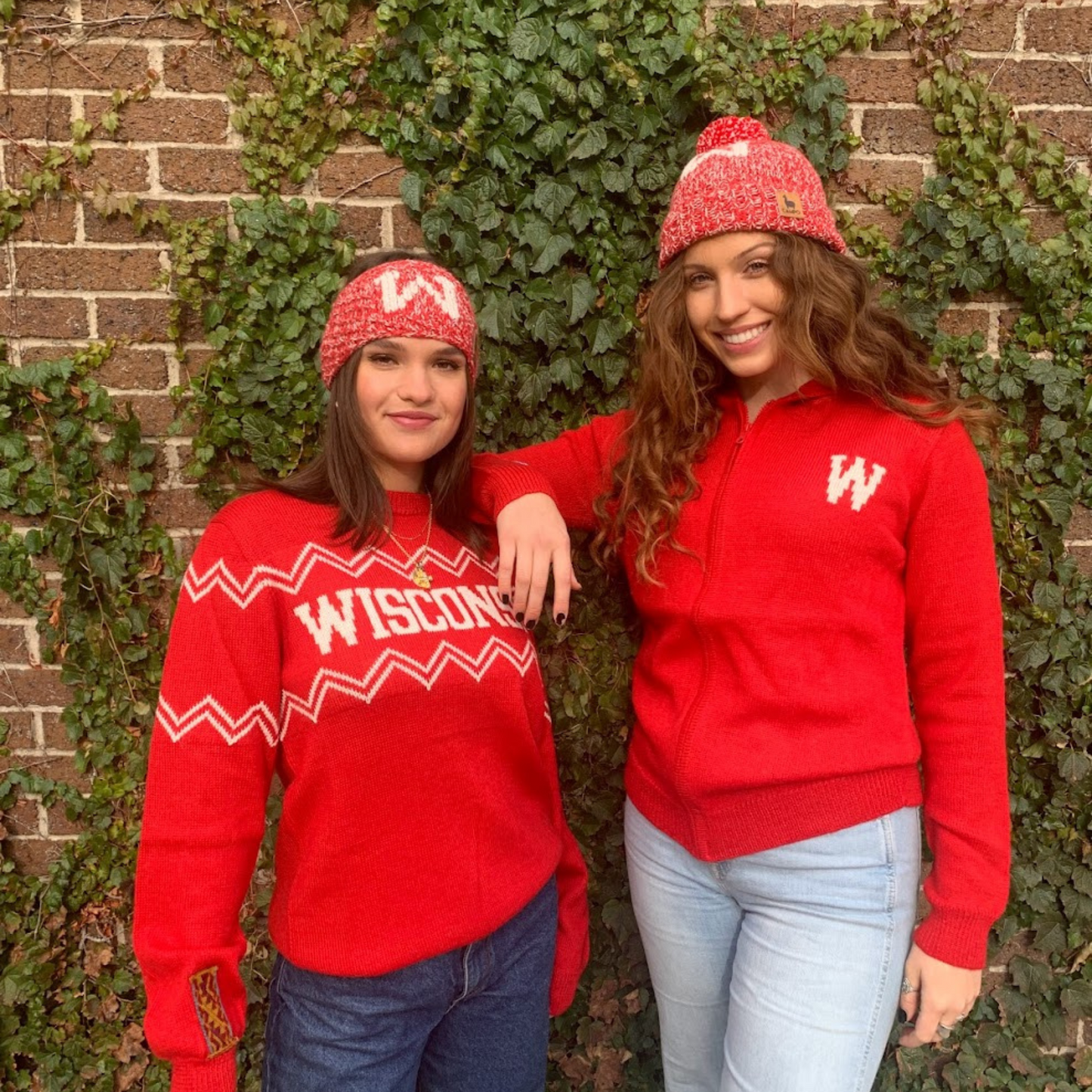 Wisconsin Alpaca Headband - Red & White W (WS)