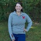 W Quarter Zip-Up Alpaca Sweater in Salt & Pepper – model 1 front view