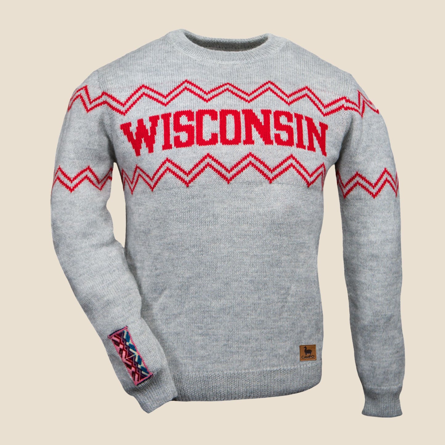 Wisconsin Crew Neck Alpaca Sweater - Light Gray