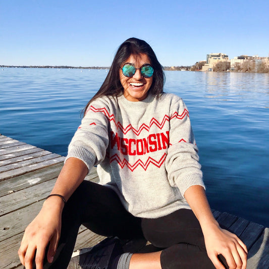 Wisconsin Crew Neck Alpaca Sweater - Light Gray