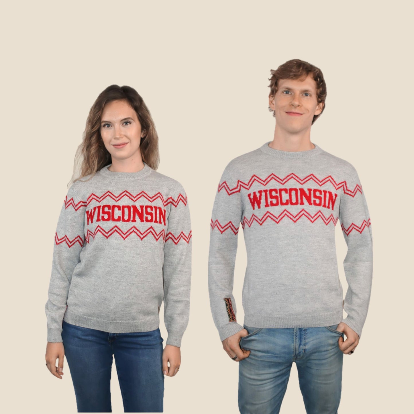 Wisconsin Crew Neck Alpaca Sweater - Light Gray