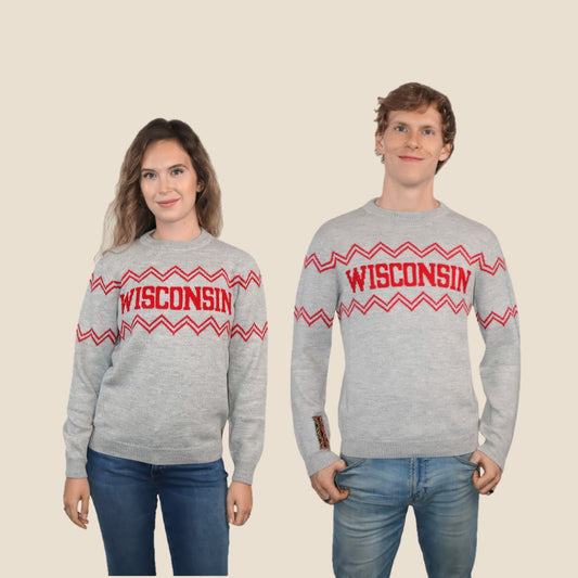Wisconsin Crew Neck Alpaca Sweater - Light Gray