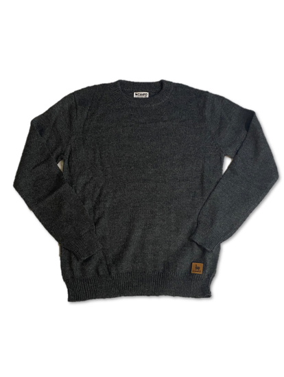 Dark Gray Alpaca Crew Neck Sweater