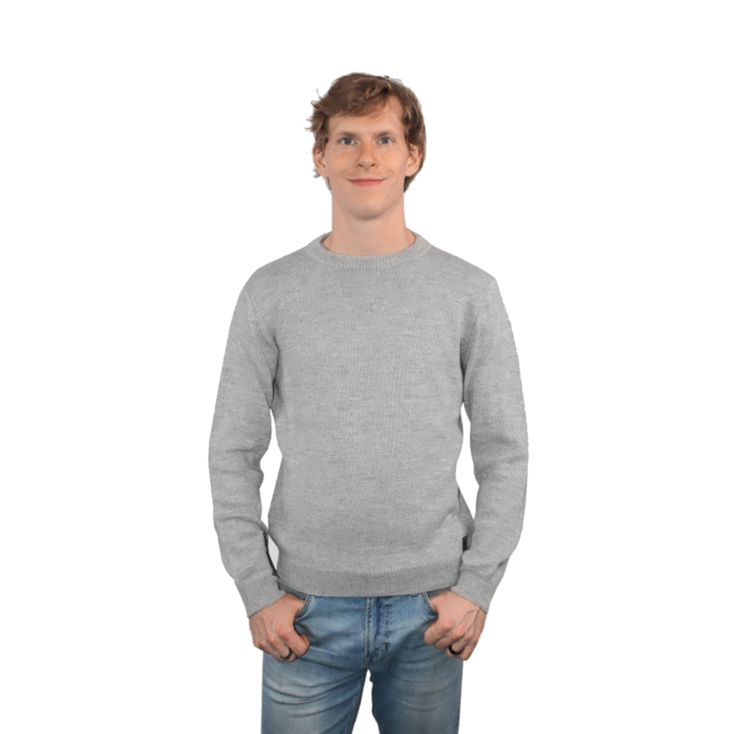 Alpaca Crew Neck Sweater - Light Gray