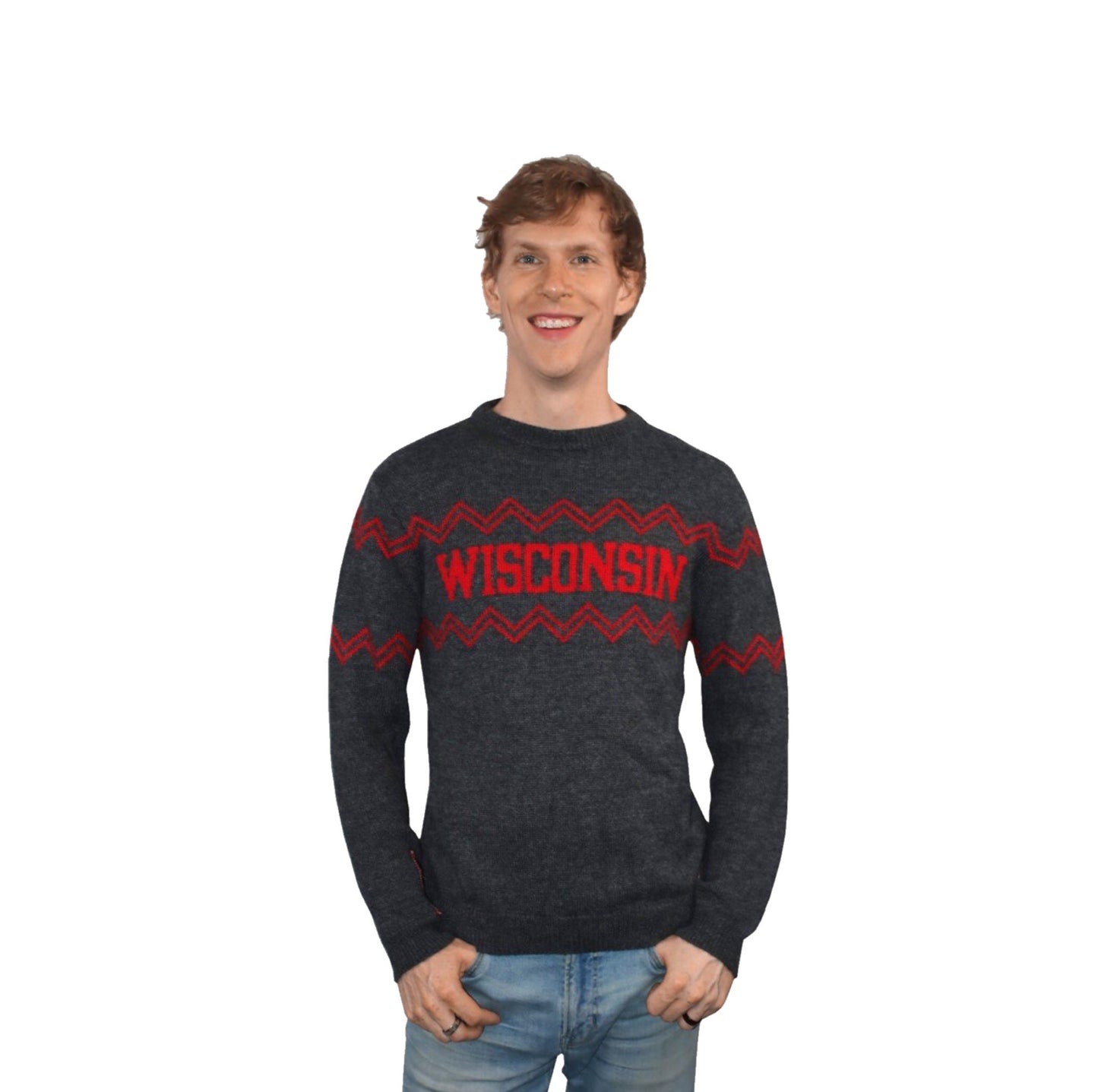 Wisconsin Crew Neck Alpaca Sweater - Dark Gray