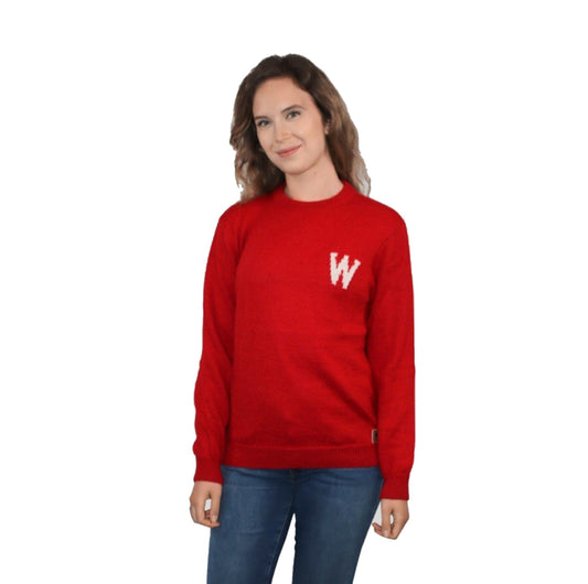 Wisconsin Alpaca Crew Neck Sweater - Red W