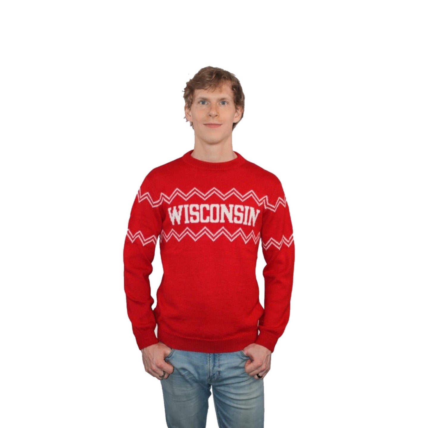 Wisconsin Alpaca Crew Neck Sweater - Red