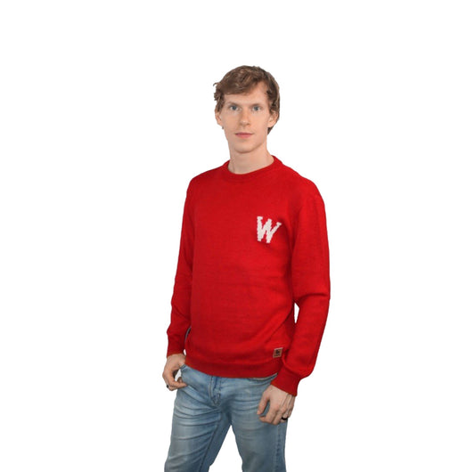 Wisconsin Alpaca Crew Neck Sweater - Red W