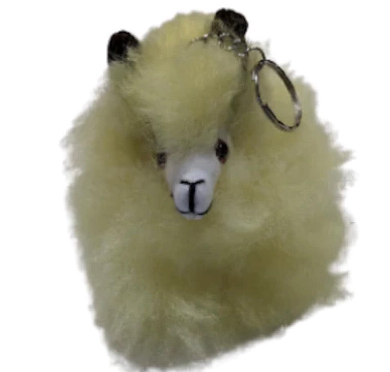 Fluffball Alpaca Fur Pompom Keychain Caramel